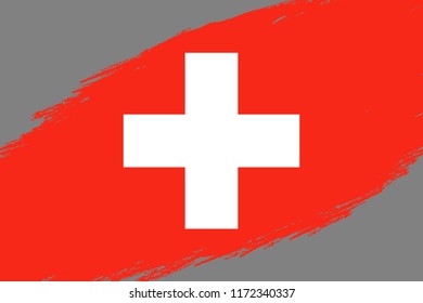 Brush stroke background with Grunge styled flag of Switzerland