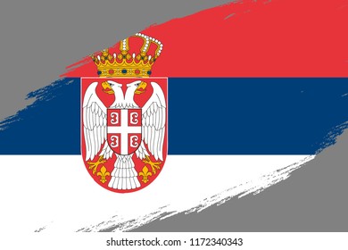 Brush stroke background with Grunge styled flag of Serbia