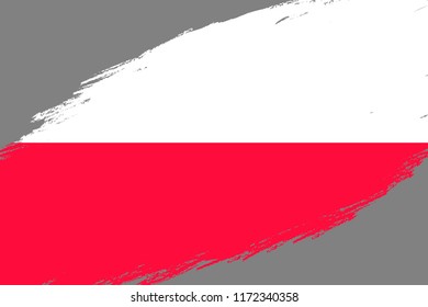 Brush stroke background with Grunge styled flag of Poland