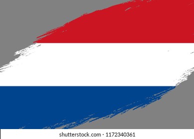Brush stroke background with Grunge styled flag of Netherlands