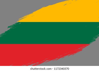 Brush stroke background with Grunge styled flag of Lithuania