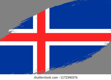 Brush stroke background with Grunge styled flag of Iceland