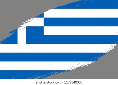 Brush stroke background with Grunge styled flag of Greece