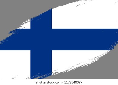 Brush stroke background with Grunge styled flag of Finland