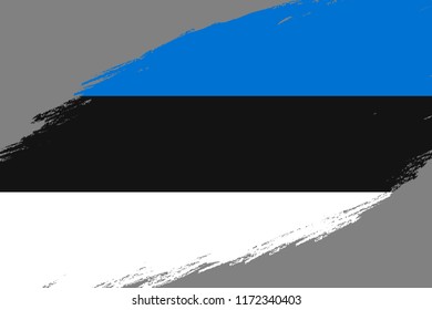 Brush stroke background with Grunge styled flag of Estonia