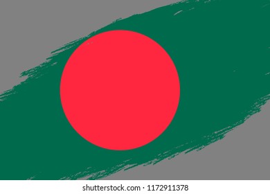 Brush stroke background with Grunge styled flag of Bangladesh