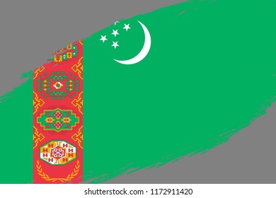 Brush stroke background with Grunge styled flag of Turkmenistan