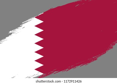 Brush stroke background with Grunge styled flag of Qatar