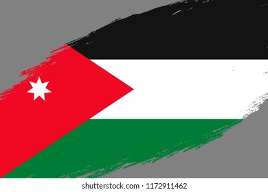Brush stroke background with Grunge styled flag of Jordan