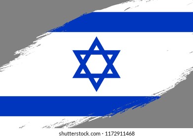 Brush stroke background with Grunge styled flag of Israel