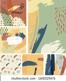 Brush stroke background with Japanese pattern vector. Abstract elements.