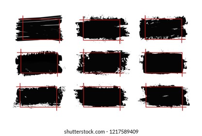 Brush stroke banner set isolated on white background. Banner for web site, design template, label, sticker and badge. Useful for placard, cards and poster. Modern collection of creative art banners