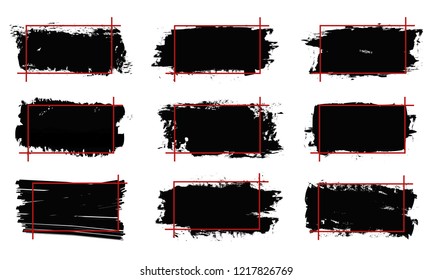 Brush stroke banner set isolated on white background. Banner for web site, design template, label, sticker and badge. Useful for placard, cards and poster. Modern collection of creative art banners