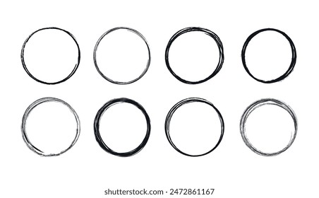 Brush stroke black circle with Japanese sun frame vector illustration.