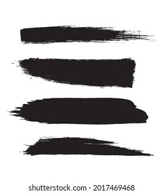 Pinza de pincel, pintura negra, trazo de pincel de tinta, pincel, línea o textura. Conjunto de pincel de vectores. Elementos de diseño gruesos. 