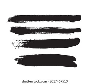 Brush stroke, black paint, ink brush stroke, brush, line or texture. Vector paintbrush set. Grunge design elements. 