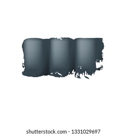 Brush stroke of black paint on white background.