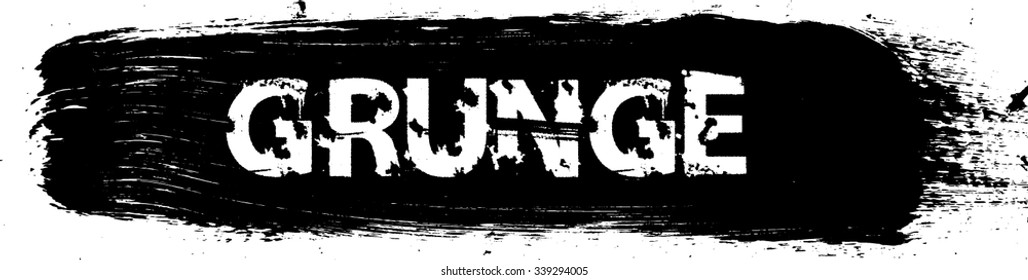 Brush Stroke . Black Paint Splattered Shape . Grunge Background Texture . Vector Distress 