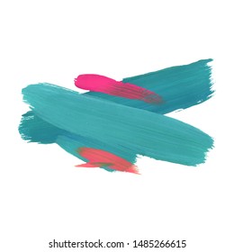 Brush Stroke. Blue Acrylic Paint Stain. Stroke of the Paint Brush Isolated on White Background. Vector Illustration Space for Text.