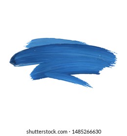 Brush Stroke. Blue Acrylic Paint Stain. Stroke of the Paint Brush Isolated on White Background. Vector Illustration Space for Text.