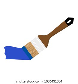 A brush stroke with blue paint. Vector illustration