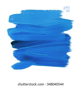 Ilustración del vector azul de trazo de pincel. Antecedentes del proyecto de diseño. Pincel azul pincel color agua color agua aislado en fondo blanco