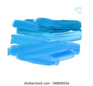 Brush Stroke Blue Vektorillustration Illustration. Hintergrund für Design-Projekt. Schlagblaue Farbe der Pinsel, Aquarell, einzeln auf weißem Hintergrund
