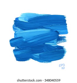 Brush Stroke Blue Vector Illustration. Background for design project. Stroke blue paint brush color water watercolor isolated on white background