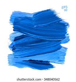 Ilustración del vector azul de trazo de pincel. Antecedentes del proyecto de diseño. Pincel azul pincel color agua color agua aislado en fondo blanco