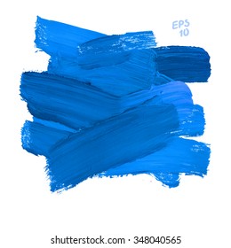 Brush Stroke Blue Vector Illustration. Background for design project. Stroke blue paint brush color water watercolor isolated on white background