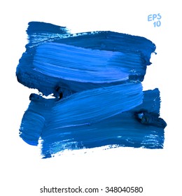 Brush Stroke Blue Vector Illustration. Background for design project. Stroke blue paint brush color water watercolor isolated on white background