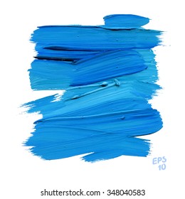 Brush Stroke Blue Vector Illustration. Background for design project. Stroke blue paint brush color water watercolor isolated on white background