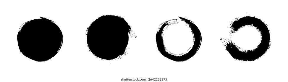 Brush stroke the bundle circle on black colour