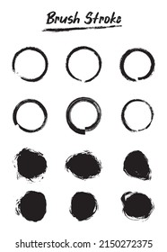Brush stroke bundles. Vector brush set. Round brush frame.Splatters design elements. Ink-painted shape