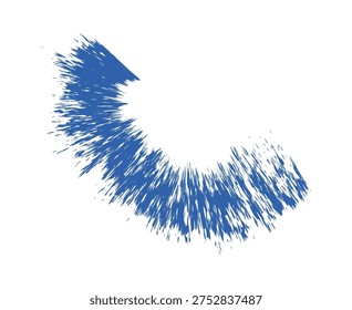 Brush stroke burst curves with dynamic motion and rough texture. Grunge mark with edgy scatter and energetic sweep. Vector illustration