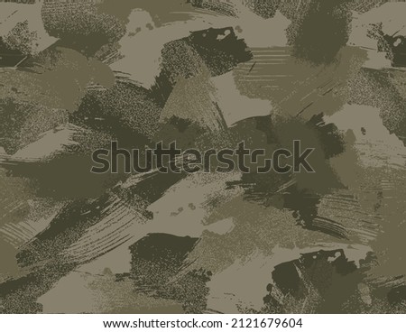 Brush stroke camouflage vector seamless pattern with grunge textures for outerwear garment