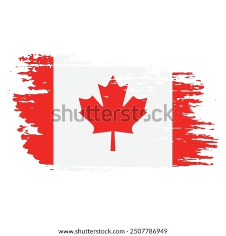 Brush Stroke Canada Flag On White Background Vector Design.