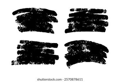 Brush stroke, chalk texture by marker, charcoal black grunge scribbles, pencil crayon lines