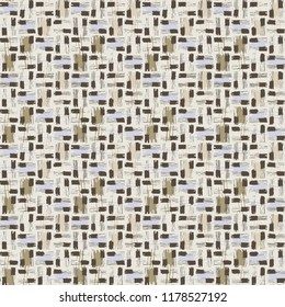 Brush Stroke Checkered Motif In Neutral Colorway. Seamless Pattern.