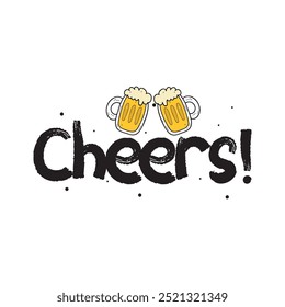 Brush Stroke Cheers Calligraphy Text Vector Design.