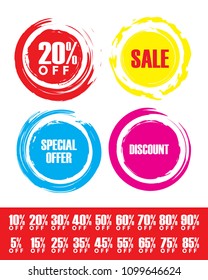 brush stroke circle background. vintage and trendy backgrounds set. tag, badge, sale, discount, special offer.