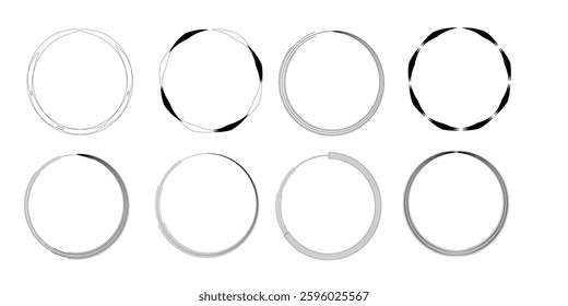 Brush Stroke Circle Icons, Minimalist Abstract Design