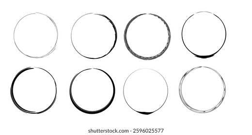 Brush Stroke Circle Icons, Minimalist Abstract Design