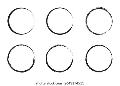 Brush Stroke Circle Icons, Minimalist Abstract Design