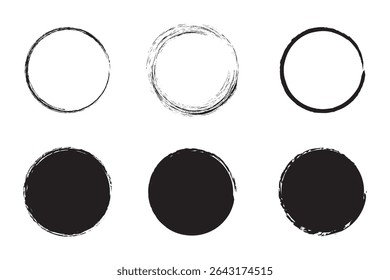 Icônes de cercle de trait de brosse, Conception d'Abstrait minimaliste