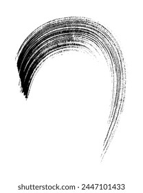 Brush stroke circle ink black watercolor hand drawn, grunge textures round, isolated on white background.