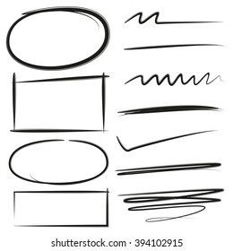 brush stroke circle rectangle, underline, brush lines