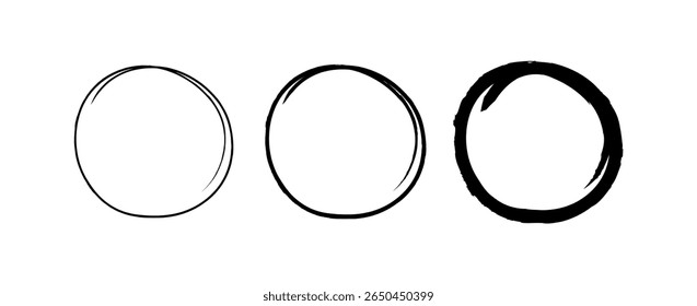 Brush Stroke Circles Set Vector