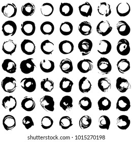 Brush stroke circles vector illustration set
