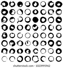 Brush stroke circles vector illustration set